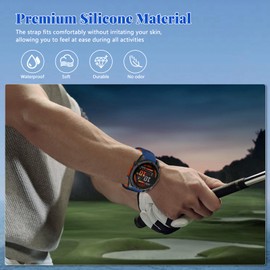 Quickfit 22mm Silicone Watch Bands Compatible with Garmin Tactix8 47mm/Fenix 8 Fenix E 47mm/7 Pro/7/6 Pro/6,Replacement Waterproof Sport Strap for Forerunner 965/945/Instinct 2 Blue/Orange