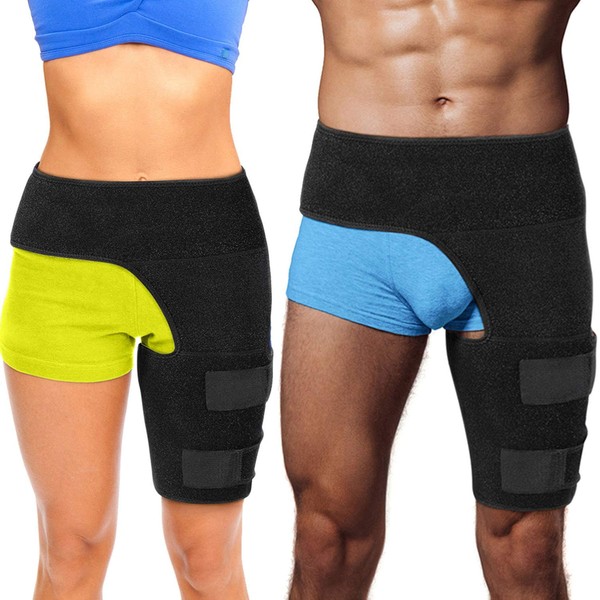 Hip Brace Thigh Compression Sleeve – Hamstring Compression Sleeve & Groin Compression Wrap for Hip Pain Relief. Support for Hip Replacements, Sciatica, Quad Muscle Strains Fits Both Legs (SM/Left)
