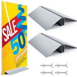Blulu 2 Pcs Metal Floor Sign Stand Holder Fits 24" Wide Board up to 72" Tall Graphic Floor Standing Display Stand for Composite Foam Board, Acrylic Glass Sign, Base Only