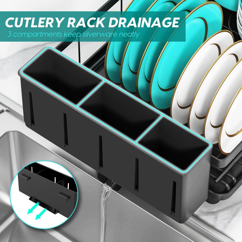 MERRYBOX Dish Drying Rack Large Capacity 2 Tier Dish Drying