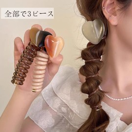 HAPVITAL Coil Pony Spiral Hair Accessory, Adjustable, Korean Style, Fashionable, Popular, Bowknot, Coil Up, Wire Pony Cute, No Traces, Can Be Arranged, All Year-Round Use, School Entrance Ceremonies,