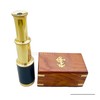 Generic 6"" Handheld Brass Telescope with Wooden Box - Pirate