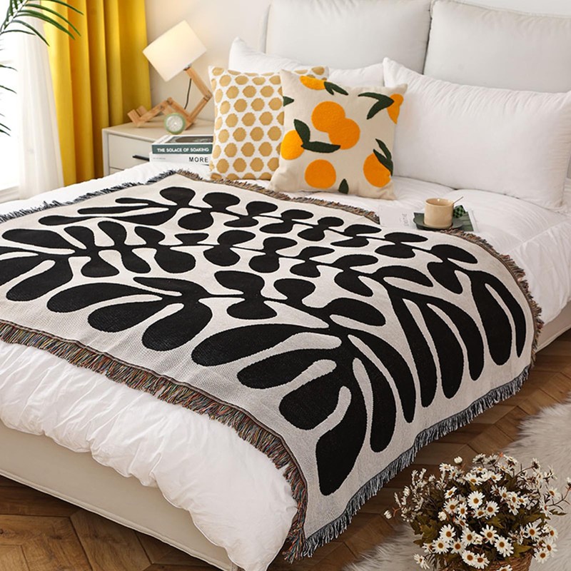 Ergocar Boho Cuddly Blanket, Fluffy Blanket with Tassels, Thin and