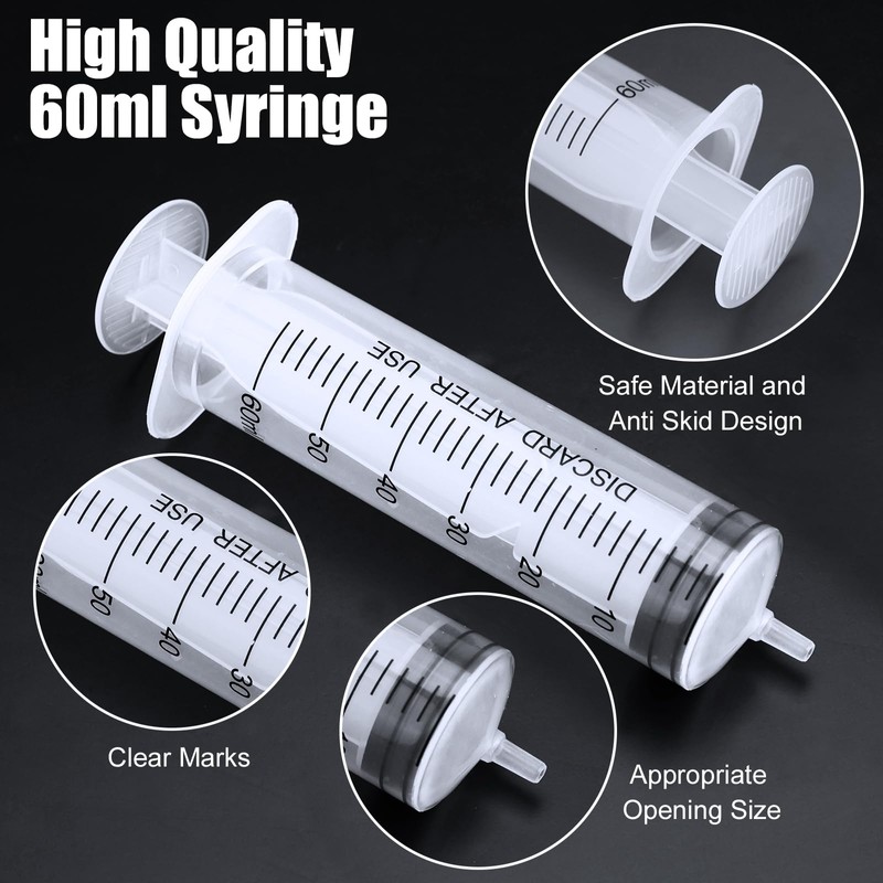5 Pack 60ml Syringe, Plastic Syringe with Cap Disposable Feeding