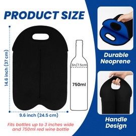 Aspire 2-Bottle Wine Carrier Tote Bags, Neoprene Wine Bottle Holders, Water Bottle Insulated Coolers for Travel - Blue