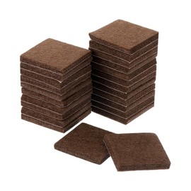 uxcell Furniture Pads, 24Pcs 1.5" - Square Self Adhesive Felt Furniture Pads, Floor Protectors for Furniture Feet Chairs Legs Hardwood Floors (Brown)