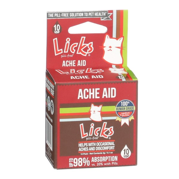 Licks Pill-Free Cat Ache Aid - Turmeric and Ginger Cat Supplements - Cat Health Supplies & Pain Relief - Gel Packets - 10 Use