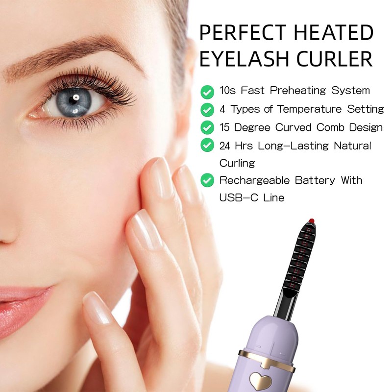 EYECURL Heated Eyelash Curler, Heated Lash Curler Intelligent Power Off,