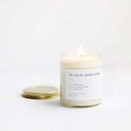 Brooklyn Candle Studio Sunday Morning Minimalist Candle | Vegan Soy Wax Luxury Scented Candle, Hand Poured in The USA, 50 Hour Slow Burn Time (7.5 oz)