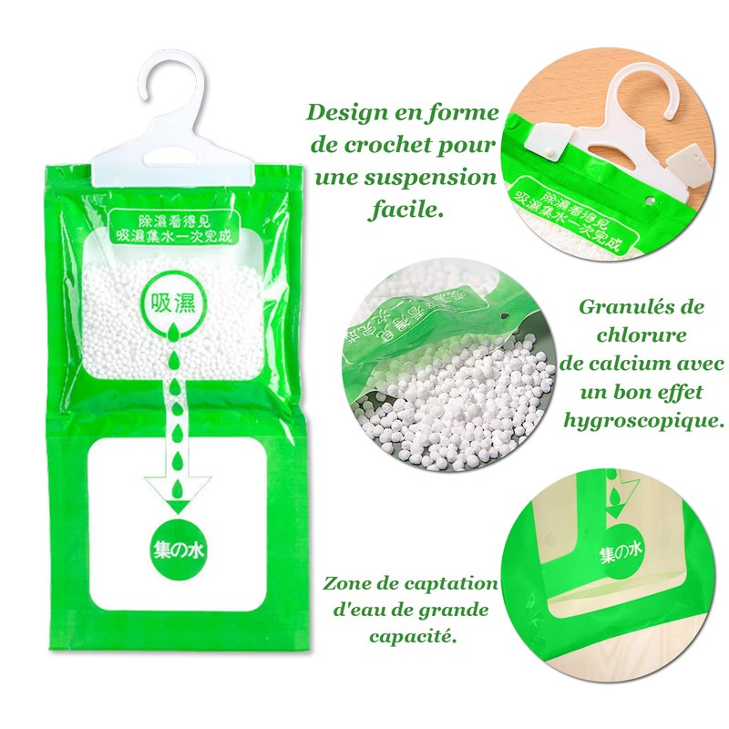 ZYNERY 10pcs Moisture Absorber Cabinet Dehumidifier Hanging Anti-Mould Moisture Bag