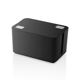 Elecom EKC-BOX002BK Cable Storage Box, Cable Storage, 4 Outlet Power Strip Storage, Black
