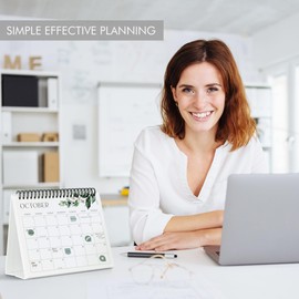 Aesthetic Small 2024 Desk Calendar with Stickers - Runs from October 2023 until June 2025 - Beautiful Flip Desktop Calendar 2023-2024 for Easy Organizing