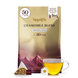 Nepaya Chamomile Herbal Tea Bags – 50 Count Pyramid Bags, Himalayan Chamomile & Lemongrass Blend, Biodegradable, Caffeine-Free Sleep Tea for Relaxation and Bedtime Calm from Nepal