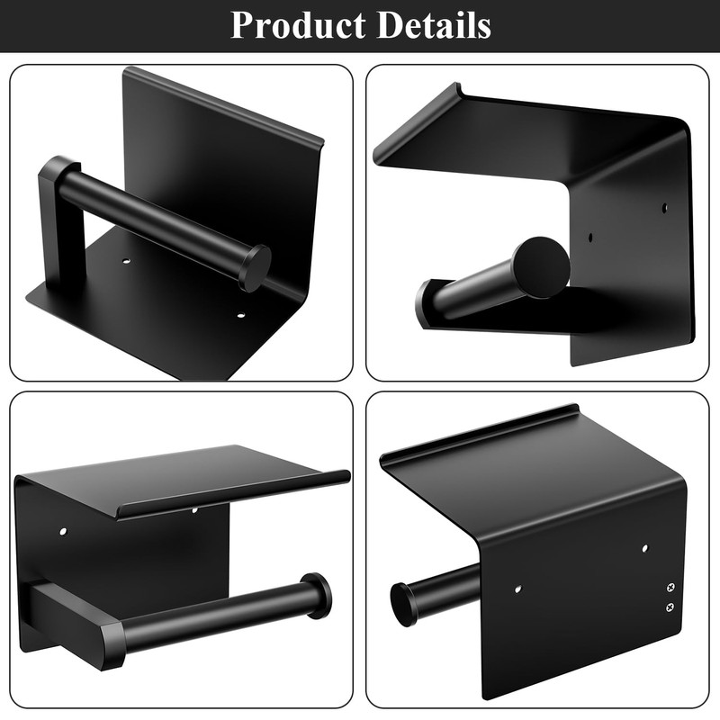 Tindbea Toilet Paper Holder with Phone Shelf + Towel Robe