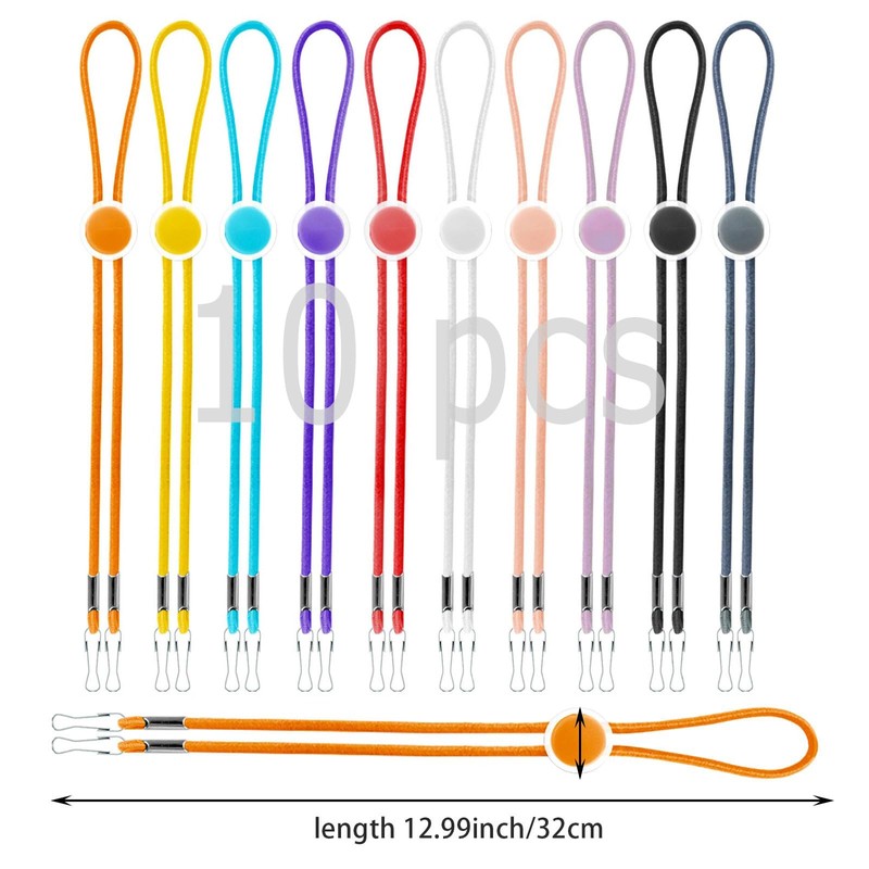 AWAVM10 Adjustable Colorful Buckle Elastic Mask Lanyards, Double Hook Anti