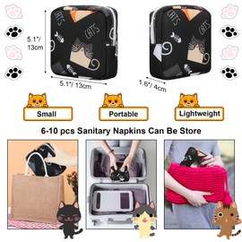 Likesing Period Bag Pouch, Canvas Sanitary Napkin Storage Bag for Girls Womens, Portable Sanitary Napkin Period Pad Pouch Bag for Purse, Small Make Up Bags(5170, Black)