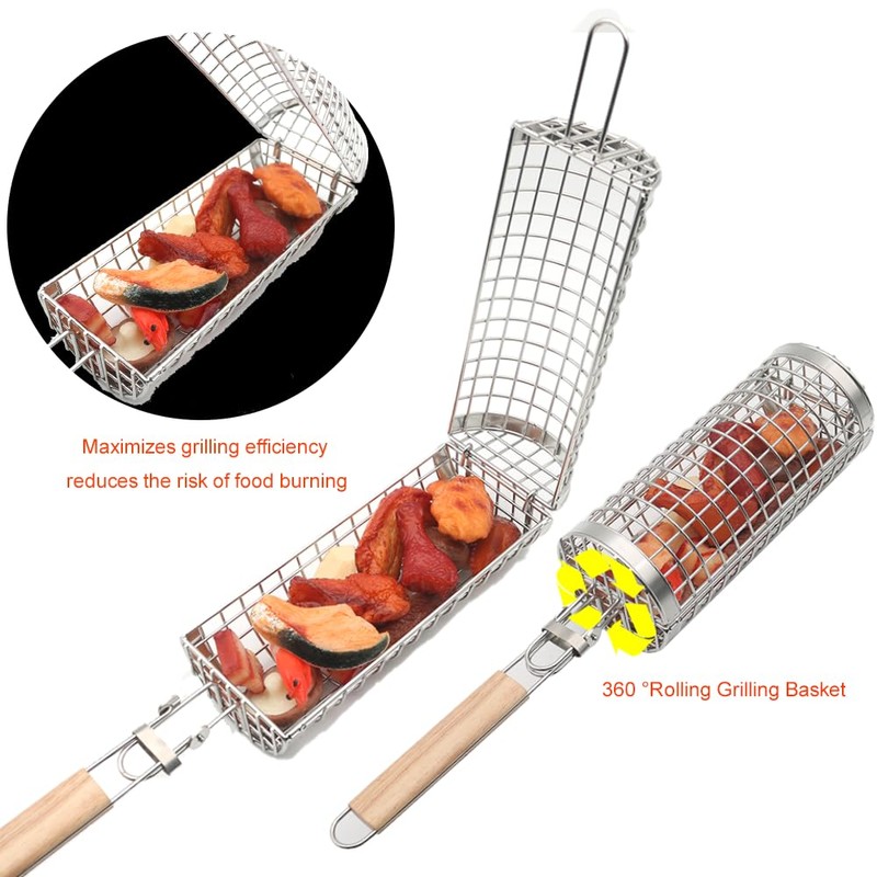 Upgraded Nesting Grill Basket Set, 2 Pcs Vegetable Grilling Basket