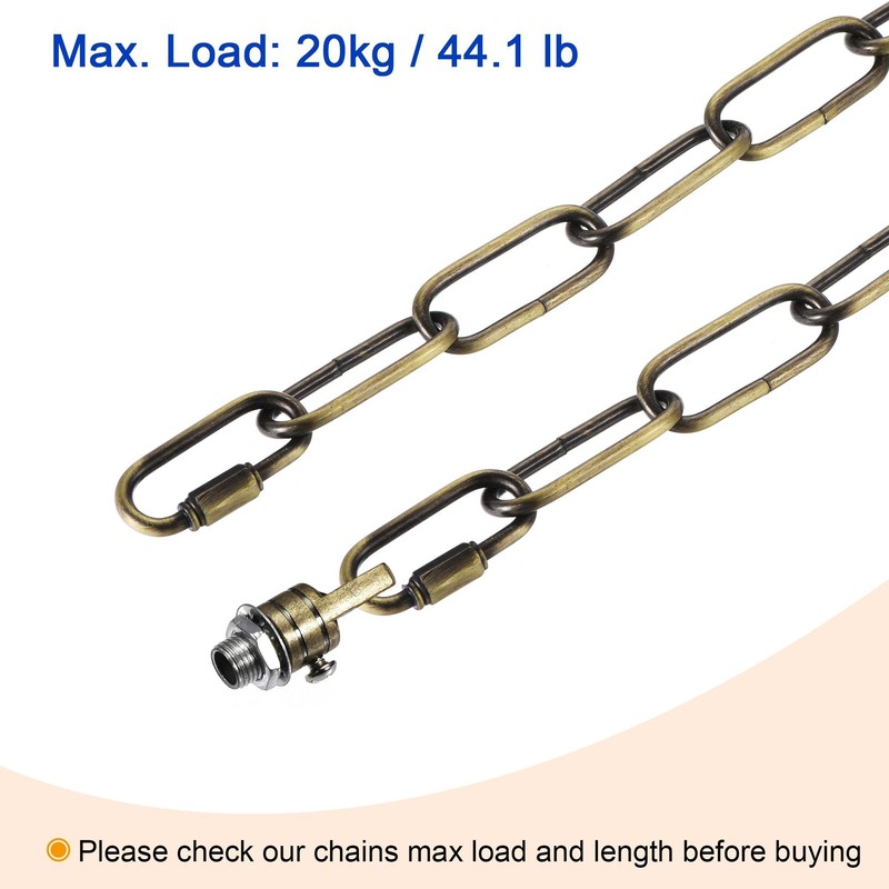 sourcing map Pendant Light Fixture Chain, 0.16 Inch Thick 12