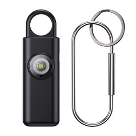AMIR Personal Alarm Keychain for Women Safety - Loud 130 dB Siren with Strobe Light and Carabiner - Helps Women, Children, Men, Seniors, Elderly Emergency Call (Black)