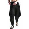 CLANMILUMS Men's Cotton Harem Pants Casual Loose Hippie Drop Crotch