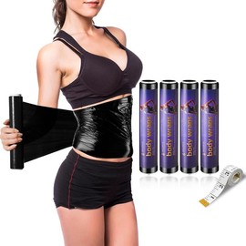 60 Meters Black Osmotic Plastic Body Wrap, Workout &  Enhancer  Film Body Applicator Power Wrap -DIY Sauna Wrap(3 Rolls) - Color: 4 Rolls