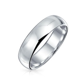 Unisex Simple Traditional Couples .925 Sterling Silver Dome Wedding Band Ring For Women Men 5MM Comfort Fit