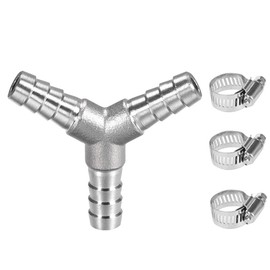Metaland Stainless Steel 5/8" Hose Barb Y Barbed Fitting 3 Way Wye Adapter with 3pcs Hose Clamps