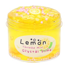 FLIPNEX Lemon Yellow Clear Slime Crystal Putty Soft Jelly Clay Non-Sticky Slime Premade for Girls Boys, Stretchy Kids Toys Art Craft Birthday Crunchy Bubble Slime DIY Cotton Mud (Yellow)