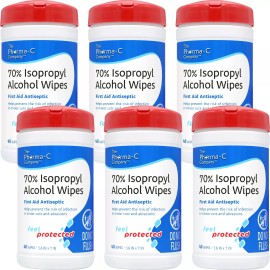 Pharma-C-Wipes Pharma-C 70% Isopropyl Alcohol Wipes [6 pack - 40ct Canisters] - Bulk IPA First