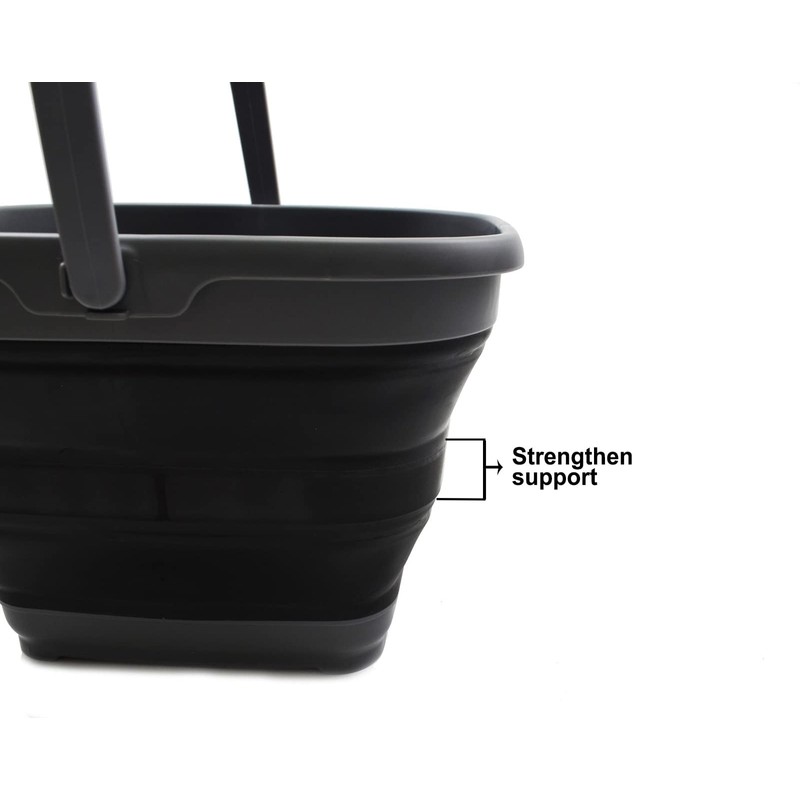SAMMART 10L (2.6 gallon) Collapsible Rectangular Handy Basket/Bucket (Grey/Black, 1)
