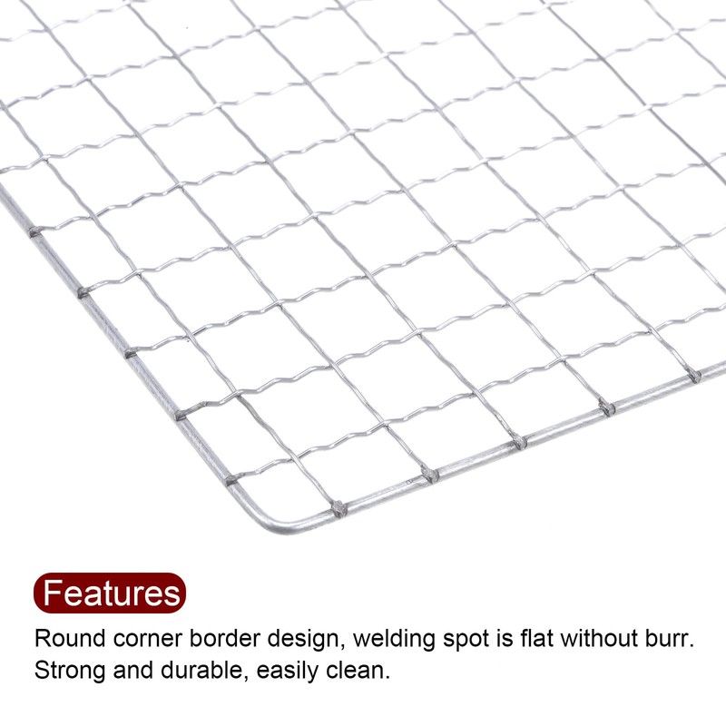 sourcing map 2pcs Square BBQ Grill Net 7.9"x11.8" Galvanized Iron
