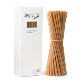 Bionex 8-inch Sugarcane Straws, 200 Count Unwrapped Drinking Straws, Plastic and Paper Straw Alternative, US-Manufactured (Pack of 2, 100 Count per Pack)