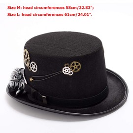 GRACEART Steampunk Top Hats with Goggles (Various styles), Head circumferences-61CM, Style-08