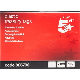 5 Star Treasury Tags Plastic-ended 102mm Orange [Pack of 100]