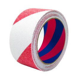 Duccinp Anti Slip Tape with Bright Red and White Grip Stripes 10 CM x 10 M Waterproof Hazard Caution Warning Tape for Outdoor Stairs, Step Treads, Ramp, Skateboard