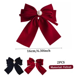 Velvet Hair Bows for Women, 2PCS Velvet Bow Clip 6.3 Inch Soft Velvet Ribbon Bows for Hair, French Velvet Bow Hair Clip for Girls Velvet Hair Bows for Women Bow Hair Ties Velvet Bows
