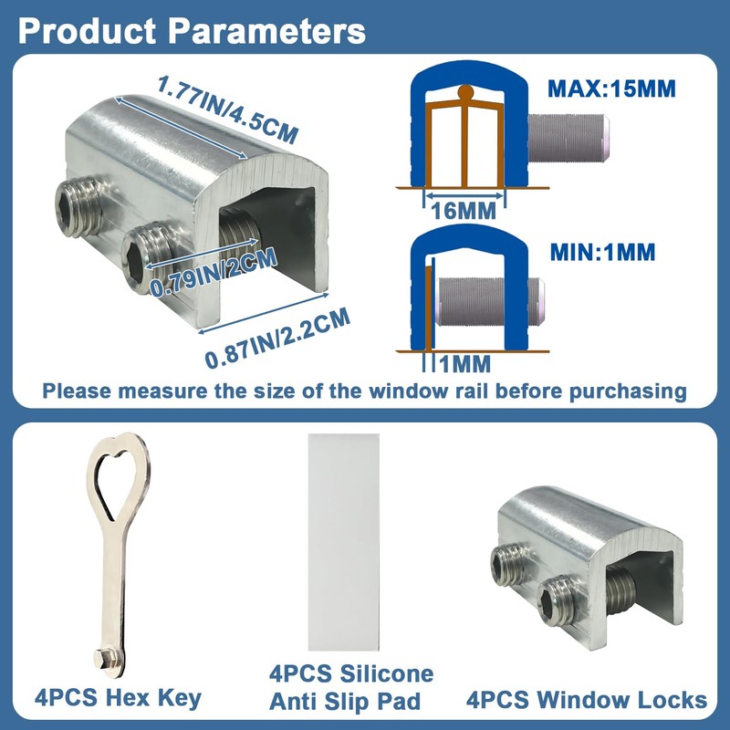 Consss Sliding Window Locks, 4 Pack Window Locks with Key