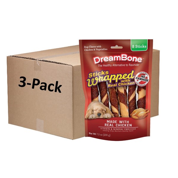 DreamBone Chicken-Wrapped Chews 8 Count, Rawhide-Free Chews for Dogs -
