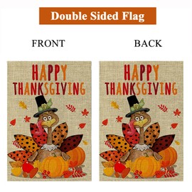 YAYOSUE Happy Thanksgiving Garden Flags 12 x 18 Inch, Double Sided Be Thankful Flag Decorative Turkey Fall Garden Flag Banners for Harvest Fall Autumn Yard Outdoor Decor