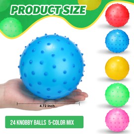 Jerify 24 Pieces Knobby Balls 4.72" Bouncy Spiky Sensory Ball Bulk Soft Inflatable Massage Stress Plastic Toy for School Party Play Outdoor Indoor