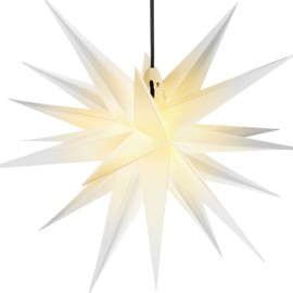 18 Inch Moravian Star Tree Topper Christmas Tree Decor Advent Star Hanging Outdoor Christmas Star Light Hanging Porch Light Hanging Xmas Treetop Bethlehem Star for Holiday Decor (White)