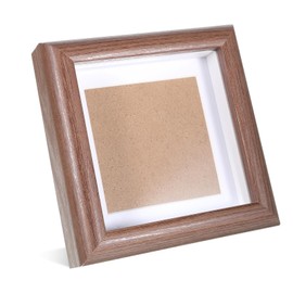 Alrhso 4 x 4 Inches Shadow Box Picture Frame Walnut Solid Wood Picture Frames Hangable Shadow Box Display Frame for Photos Medals Memorabilia