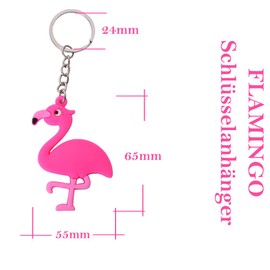 TE-Trend Flamingo Pendant Set of 12 - Cute Animal Key Chain - Flamingo Key Chain - Plastic Flamingo in Bright Pink - Colourful Flamingo Accessory for Children and Adults