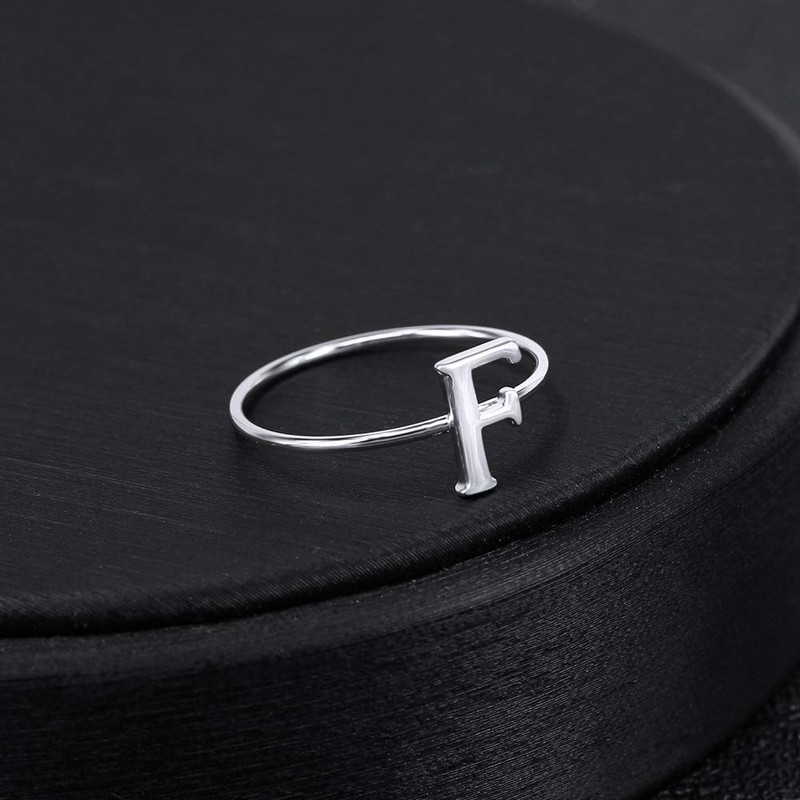 AoedeJ 925 Sterling Silver Stackable Initial Letter Rings Capital Letter