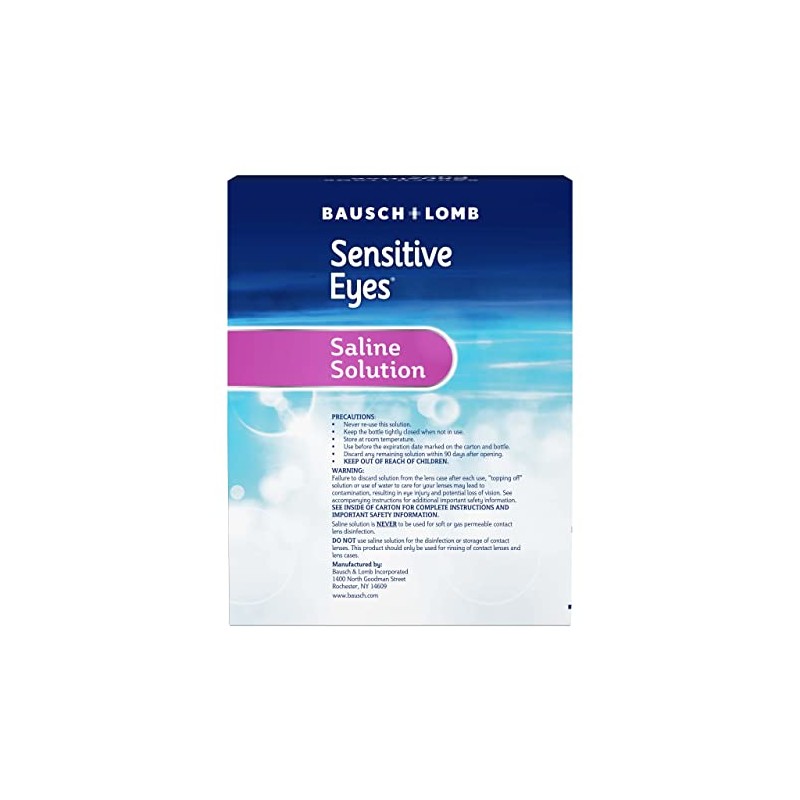 Bausch And Lomb Sensitive Eyes Plus Solución salina, paquete doble,