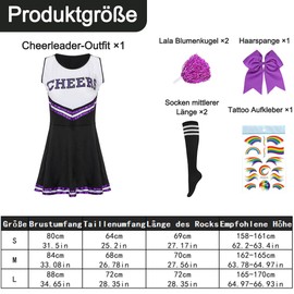 Cheerleader Costume Women for Adults, Cheerleading Outfit, Cheerleading Outfit, High School Musical Cheerleader Costume, Cheerleader Pompoms for Fancy Dress, Carnival, Party, Cosplay, Fancy Dress,