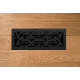 Black Powder Coated Steel Victorian Register for Floor/Wall Use - 4" x 12"