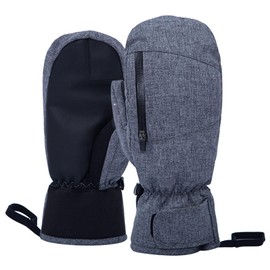 Ski Mittens Women Waterproof, Golf Mitts Men, Ski Gloves Ladies, Thermal Gloves Touch Screen, Cotton Winter Gloves Touchscreen Unisex With Zip Pocket Sport Cycling Mtb Running Extra Warm (XL, Gray)