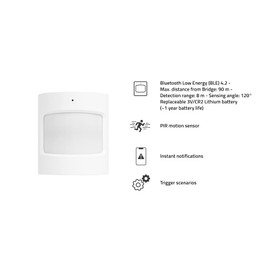 Hombli Smart Bluetooth Motion Sensor with Instant Notifications, Indoor Smart PIR Wireless Motion Sensor with App Function, Compatible with Google, Alexa and Siri, Easy Installation