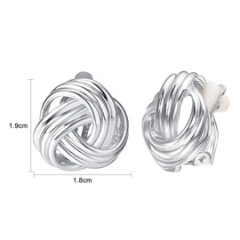 JOLCHIF Silver Love Knot Clip On Earrings for Women Non Piercing Earrings